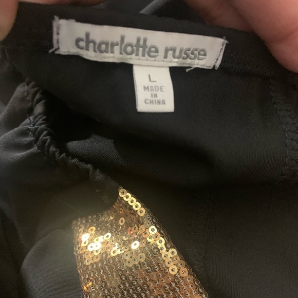 Black and Gold Sequin Strapless Bodycon mini dress heartshape top - Picture 6 of 7